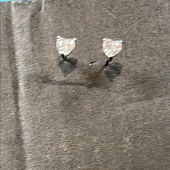 Elegant Rhinestone Heart Stud Earrings 18K White Gold Plated - Picture 1 of 16
